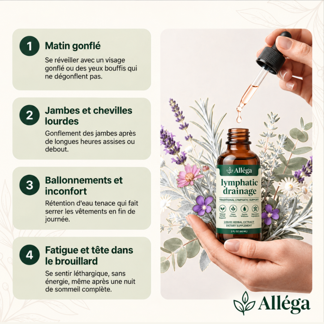 Packaging complet des gouttes de drainage lymphatique Alléga avec logo de la marque